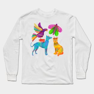 Alebrijes watercolor set dia de muertos Long Sleeve T-Shirt